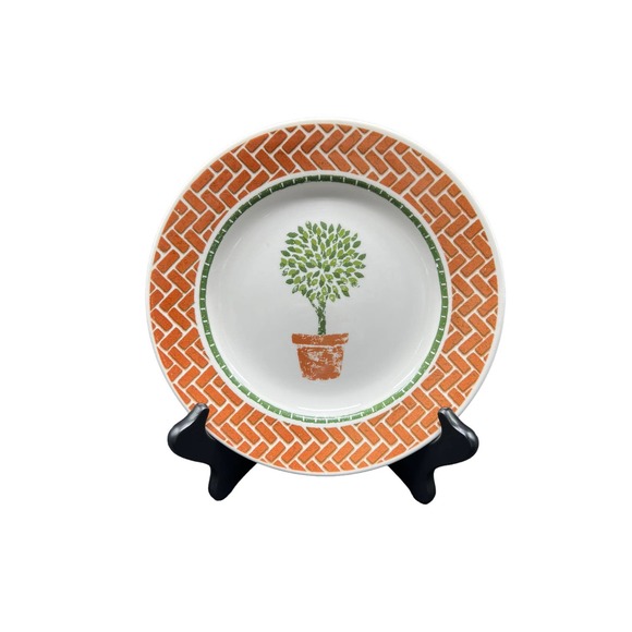 Pier 1 Angleterre 8" Salad Plate Featuring Topiary and Bricks - Picture 1 of 2